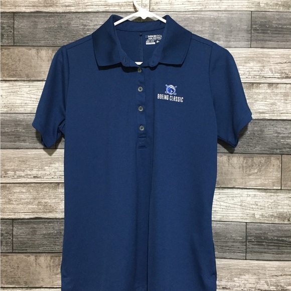 Nike Tour Performance Boeing Classic Polo Shirt Golf Women’s L Blue - Picture 5 of 8